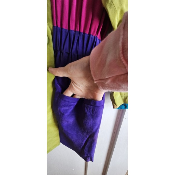 VTG Linda Allard for ELLEN TRACY Hongkong made woman Sz 4 Silk neon jacket - Picture 4 of 16